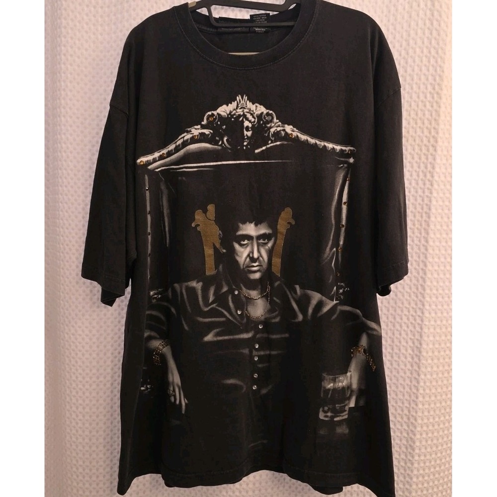 Vintage 90s Scarface Changes Movie Black Shirt XL Detailed Jewels